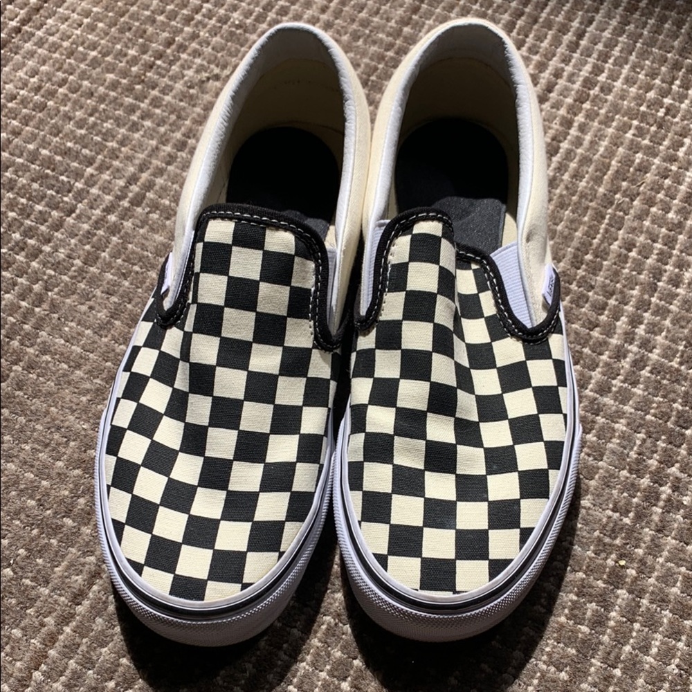 Vans Black and White Checkered Slip-On Sneakers